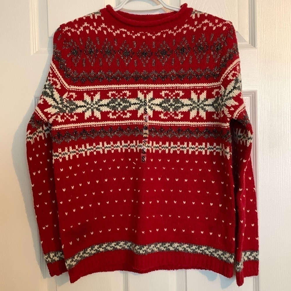 Croft&Barrow Red White Gray Holiday Christmas Knitted Sweater Women’s Size Small